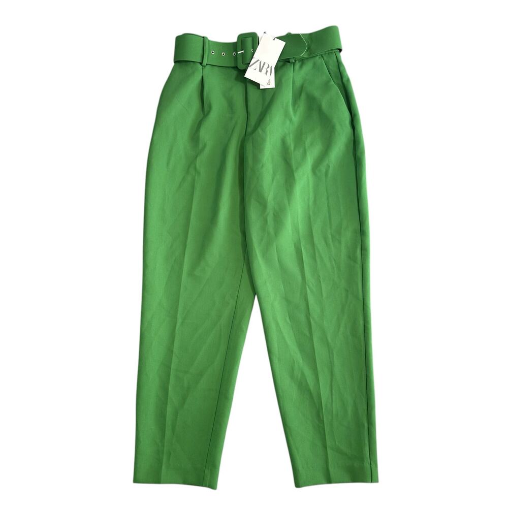 Zara Green High-Waisted Trousers